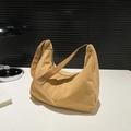 Bolso hobo vintage de ante sintético amarillo jengibre con correa marrón para mujer - Caqui