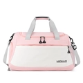 Pink and white stylish sports gym bag with adjustable shoulder straps and top handles - Pink
