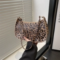Retro leopard print crescent underarm bag with gold hardware and slim strap - Brown Leopard