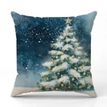 Christmas tree pillow cover featuring golden ornaments and blue starry night sky design - Christmas Tree Starry Sky Style (YMX41-14) / 45x45cm (Pillow Case Only)