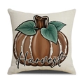 Funda de cojín de lino con diseño de calabaza de otoño y texto Harvest - 45x45cm(Solo Funda) / Estilo Calabaza de Cosecha (YMF53-4)