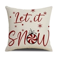 Linen Christmas pillow cover with Let it snow text and red snowflake pattern - Cream Let it snow Style(YMX76-1)