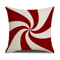 Red and white swirl pattern Christmas linen pillow cover with peppermint style design - Red White Radial Stripe Style(YMX76-3)