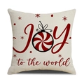 Christmas Joy to the World linen pillowcase with red snowflake and bauble print - Joy to the world Red Print(YMX76-4)