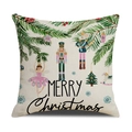 Nussknacker Soldat und Ballerina Kissenbezug zu Weihnachten mit Merry Christmas Schriftzug - Nussknacker und Ballerina Stil (YMX96-1) / 45*45cm (Nur Kissenbezug)