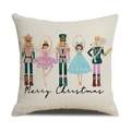 Weihnachtskissenbezug mit Nussknacker-Motiv und Merry Christmas-Schriftzug - Nussknacker Theater Charaktere Stil (YMX96-3) / 45*45cm (Nur Kissenbezug)