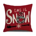 Federa natalizia rossa con scritta Let it SNOW e ghirlanda di agrifoglio su lino - Stile Rosso Let It Snow (YMX022-2)