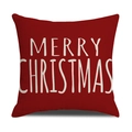 Funda de cojín navideña roja con texto Merry Christmas blanco en algodón y lino - Estilo de Impresión de Letras Merry Christmas (YMX04-1) / 45x45cm(Solo Funda) / Rojo