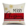 Christmas pillow cover with Merry Christmas text, gold snowflakes and red stripes - Merry Christmas Greetings (YMX05-1)