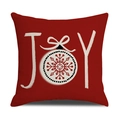 Roter Weihnachts-Kissenbezug aus Leinen mit Joy-Schriftzug und Schneeflocke - JOY Weihnachtsschmuck Stil (YMX028-3) / 45x45cm(Nur Bezug) / Rot (YMX028-3)