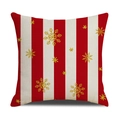 Christmas pillow cover with red and white stripes and golden snowflake patterns - Red White Striped Snowflake (YMX05-4)