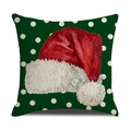 Cuscino natalizio con cappello di Babbo Natale rosso e pois bianchi su tessuto verde scuro - Stile Cappello Rosso a Pois Verdi (YMX08-1)