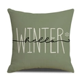 Linen Christmas pillow with winter hello print in sage green for festive sofa decor - Hello Winter Text Style(YMX029-2)