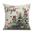 Housse de coussin de Noël en lin avec sapins, oiseaux rouges et imprimé festif chic - Style Merry Bright (YMX027-3) / 45x45cm(Housse Uniquement)