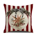 Federa per cuscino natalizio a righe rosse con fiocco decorativo a quadri - Stile Stella a Righe Sottili Rosse e Bianche (YMX010-3) / 45x45cm(Solo Fodera)