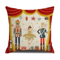 Linen Christmas pillowcase with Nutcracker soldiers and ballerina theater print - Nutcracker Theatre Illustration (YMX99-5) / 45x45cm(Case Only)