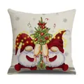 Federa natalizia in lino con gnomi festivi e un albero di Natale decorato - Stile Gnomi di Natale (YMX022-1)