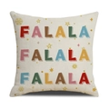 Linen Christmas pillow cover featuring colorful FALALA text and gold snowflake motifs - Colorful FALALA Festive Style (YMX99-7) / 45x45cm(Case Only)