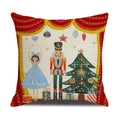 Christmas nutcracker soldier and ballerina printed linen throw pillow cover - Nutcracker Stage Display (YMX99-8) / 45x45cm(Case Only)