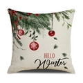 Housse de coussin en lin de Noël avec motifs de sapin et texte HELLO Winter festif - Style Hello Winter (YMX027-2) / 45x45cm(Housse Uniquement)