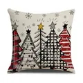 Christmas tree patterned pillow case with geometric pine trees on linen fabric - Five Different Pattern Christmas Trees and Snowflakes (YMX013-1)