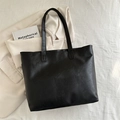 Bolso tote negro vintage de cuero sintético texturizado de alta calidad para mujer - Negro