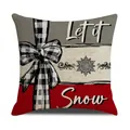Winter plaid bow and Let it Snow print Christmas throw pillow case for sofa decor - Three-color Splicing Black and White Plaid Bow Let it Snow Style (YMX013-3)