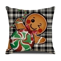 Christmas gingerbread man pillow case with black and white plaid pattern and linen texture - Plaid Candy Gingerbread Man Style (YMA23-3)