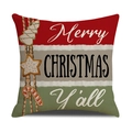 Rustic Christmas gingerbread man pillow cover with Merry Christmas text on striped linen - Striped Merry Christmas Style (YMA25-2)