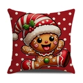 Weihnachtlicher Kissenbezug in Rot mit Lebkuchenmann und weißen Punkten für das Sofa - Süßer Lebkuchenmann Punktemuster (YMA26-3) / 45x45cm(Nur Bezug)