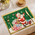 Tovaglietta natalizia con Babbo Natale e slitta rossa con bordo dorato elegante - Cdx3-6 / 30*45cm