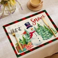 Set tovaglietta natalizia in lino con pupazzo di neve e stampa let it snow decorata - Cdx3-8 / 30*45cm