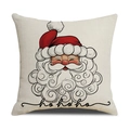 Quadratischer Kissenbezug aus Leinen mit Weihnachtsmann-Motiv und Ho Ho Ho Schriftzug - Cartoon Weihnachtsmann Stil (YMA38-3) / 45x45cm(Nur Bezug)