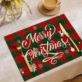 Tovaglietta natalizia a quadri rossi e verdi con stampa Merry Christmas e renna - Cdx3-10 / 30*45cm