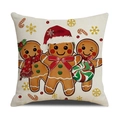 Christmas gingerbread man pillow case with festive print and cotton linen texture - Gingerbread Family Style (YMA25-1)