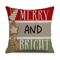 Christmas pillowcase with red, grey, green stripes and Merry and Bright text print - Striped Merry And Bright Style (YMA25-3)