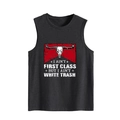 Nahaufnahme des dunkelgrauen Baumwoll-Tops mit weißem Stierschädel-Druck und Vintage-Text - S / Dunkelgrau