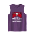 Débardeur homme violet foncé avec graphisme tête de taureau rétro et texte blanc - Violet
