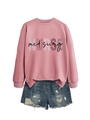 Felpa rosa Nurse Med Surg a girocollo con polsini a coste e pantaloncini in denim - Felpa Oro Rosa (Testo Nero)