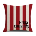 Weihnachtskissenbezug mit klassischen roten und weißen Streifen und Merry Christmas Text - Rot Weiß Gestreift Frohe Weihnachten (YMA26-4) / 45x45cm(Nur Bezug)