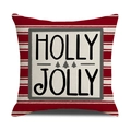 Christmas cushion cover with red stripes and Holly Jolly text for festive sofa decor - Holly Jolly Letters (YMA39-3)