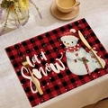 Tovaglietta natalizia con motivo pupazzo di neve e quadri per decorazione della tavola - Stile Pupazzo di Neve Quadretti Buffalo (CDX1-36)