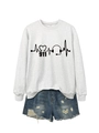 Detail of 911 dispatcher sweatshirt with ECG heart and headphone print on cotton fabric - Off-White (Black Font)