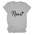 Detail of Nana heart print on light grey crew neck short sleeve cotton knit T-shirt - Light Gray (Black Font)