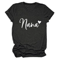 Dark grey cotton T-shirt featuring a white Nana heart print and casual rolled sleeves - Heather Gray (White Font)