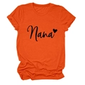 Detail of Nana heart print on orange cotton t-shirt with rolled sleeves and round neck - Orange (Black Font)