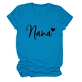 Close-up of Nana text with heart on sky blue cotton t-shirt with rolled sleeves - Lake Blue (Black Font)