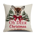 Kerst kussensloop met schattige rendierprint en Oh DEER Christmas IS HERE tekst erop - Hert Stijl (Oh DEER Christmas IS HERE)