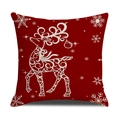 Red Christmas pillowcase with white reindeer and snowflake motifs in linen fabric - Red With White Artistic Reindeer Style (YMX86-7)