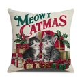 Meowy Catmas sierkussenhoes met kerstkatten en feestelijk geschenkdoosontwerp - Katten Stijl (MEOWY CATMAS)